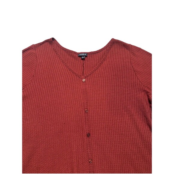 Torrid Hilo Tee Womens 3X Tunic Waffle Knit V Neck Faux Button Top - Picture 3 of 6